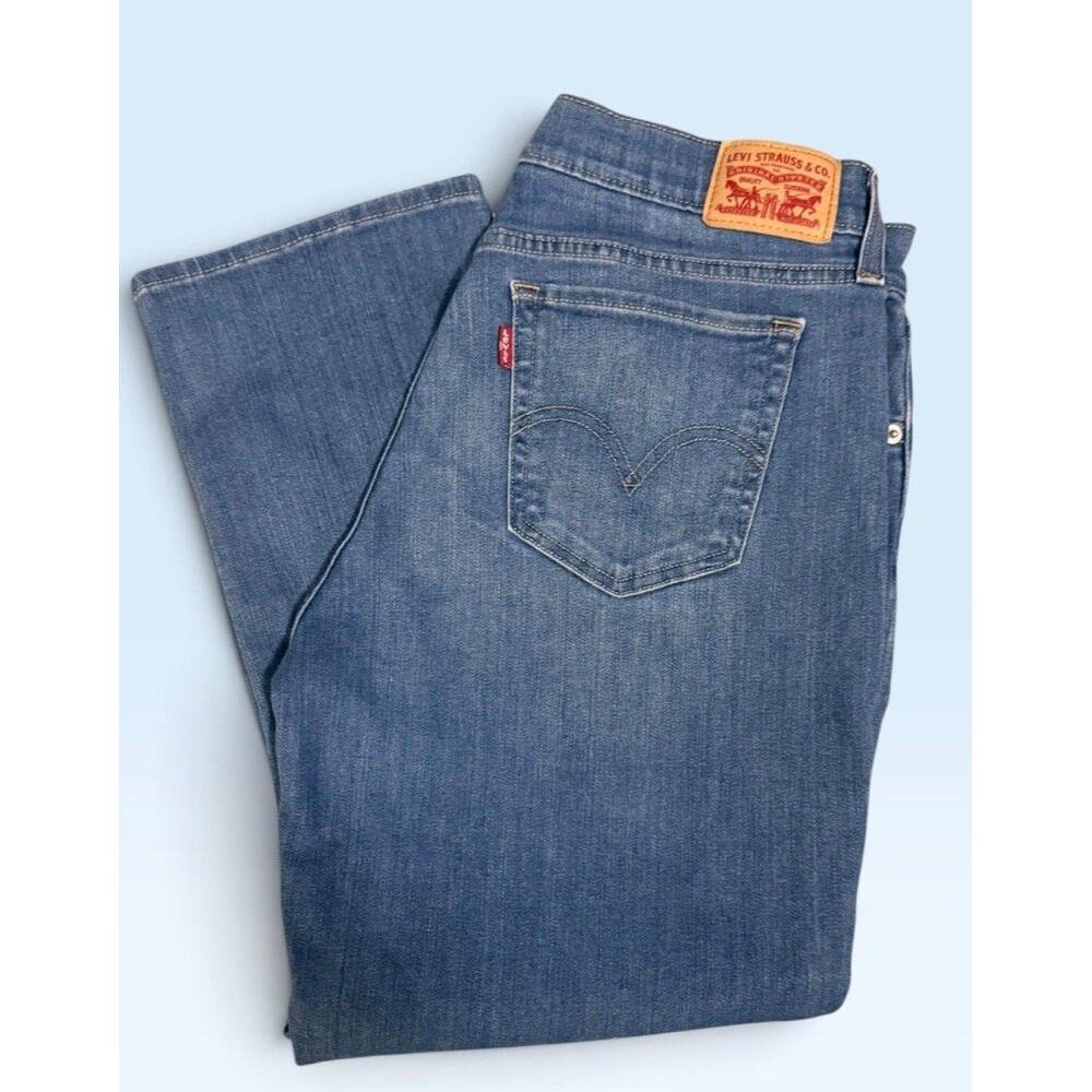 Levi's W30 Women's Modern Straight Cropped Jeans Mid-Rise Blue Denim